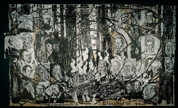 Ways of Worldly Wisdom. The Battle of Hermann, 1980, by Anselm Kiefer reflects a dramatic retelling of myth and history.