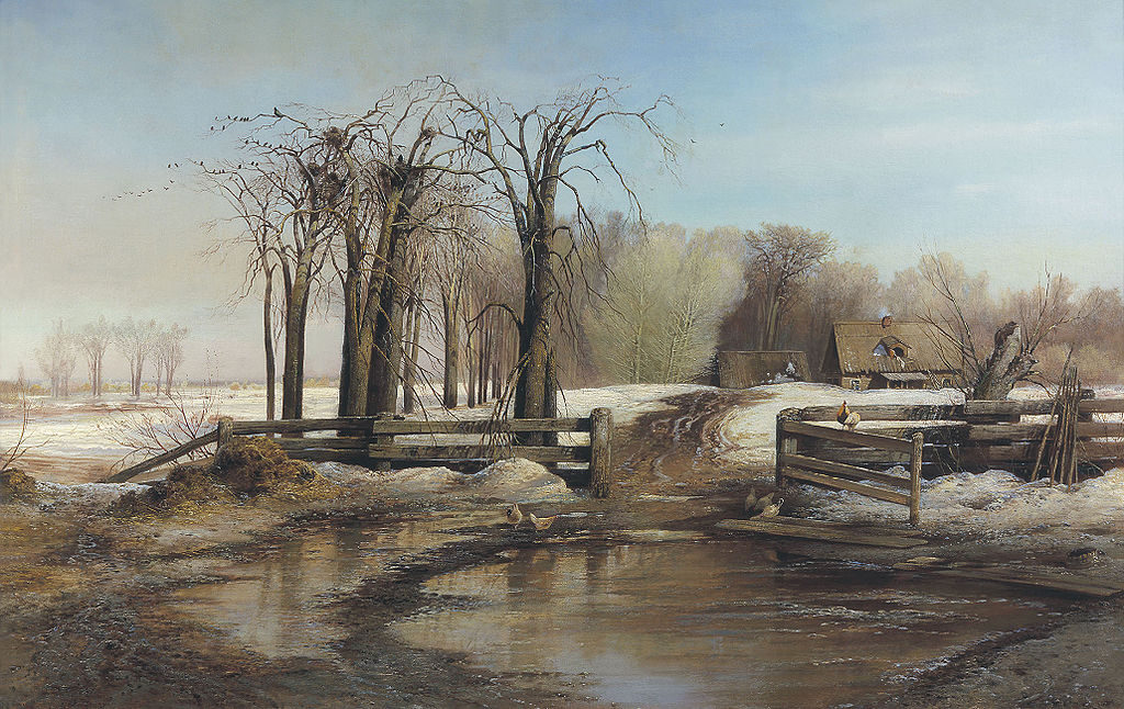 Spring Day, 1873, by Alexei Savrasov reflects the quiet renewal of nature.