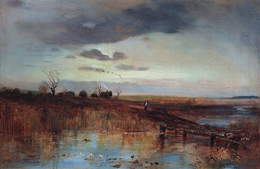 Autumn Village, 1870s, by Alexei Savrasov captures the essence of rural life in autumn.