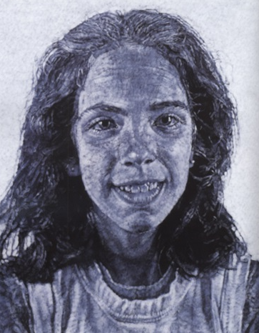 Georgia/Fingerpainting, 1986, by Chuck Close reflects a tactile and experimental approach to portraiture