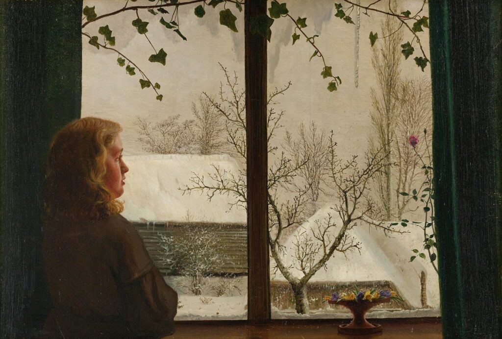 Day Dreams, c. 1850s by Vilhelm Kyhn embodies a longing for inner peace and a nostalgic ideal of untouched nature.