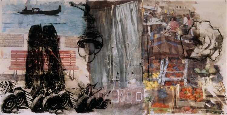 Quattro Mani IV, 1966 reflects collaborative creation and the dynamic layering of image and meaning through mixed media and experimental composition.