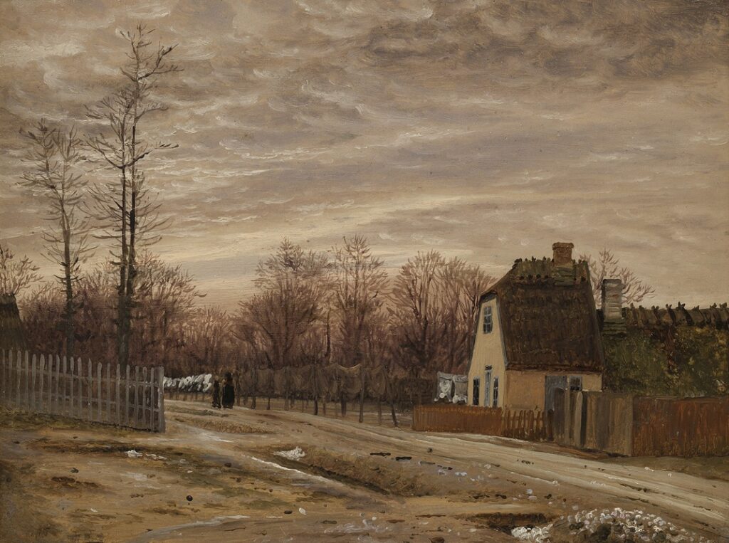 Evening after a Thaw. Taabæk, North of Copenhagen (1850 – 1859) reflects a sense of renewal and quiet resilience in the Danish landscape.