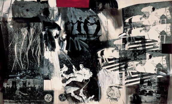Express, 1963, by Robert Rauschenberg reflects the energy and fragmentation of contemporary life through dynamic composition