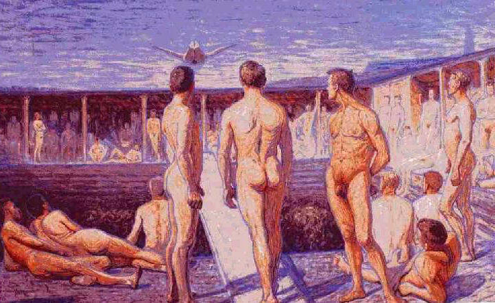 Bathing Scene, 1908, by Eugène Jansson reflects Jansson's characteristic approach to capturing the human form in natural settings.