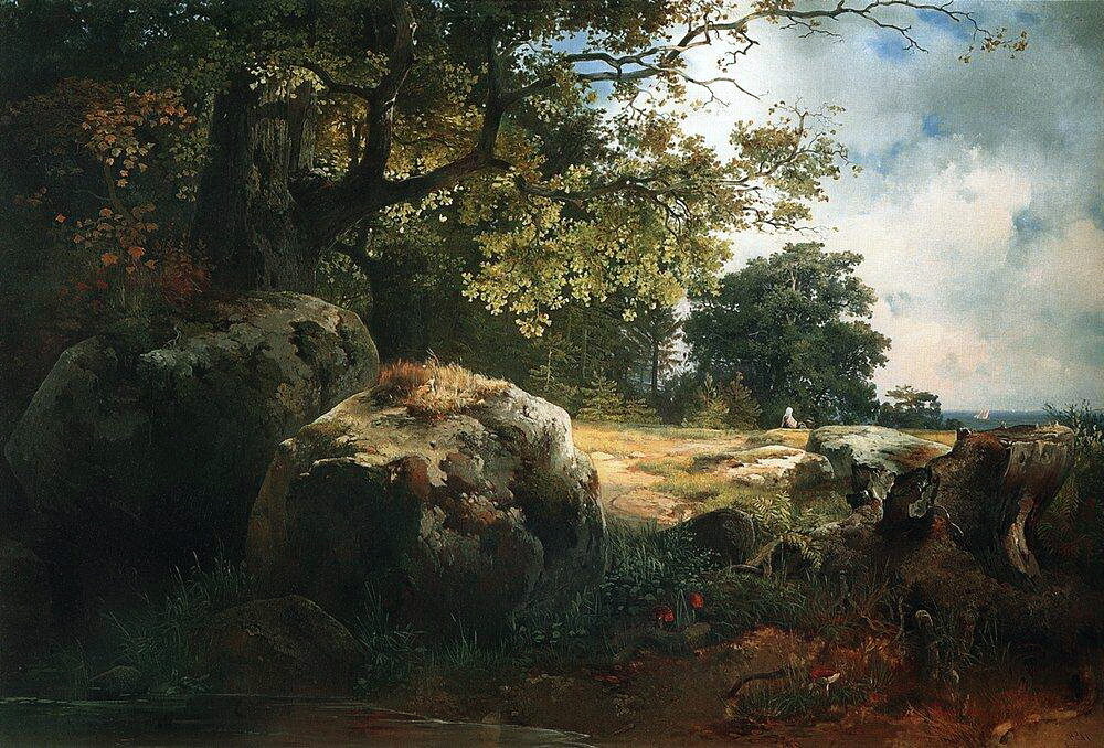 View in the Neighborhood of Oranienbaum, 1854 emphasizes the calm beauty of the environment.