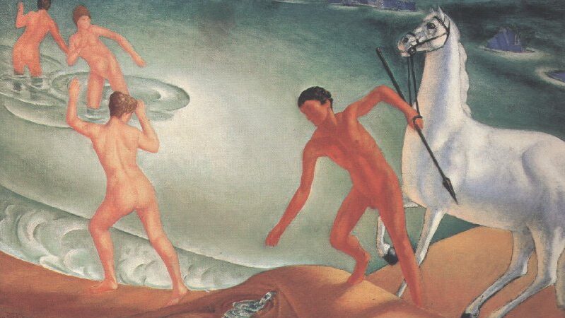 Thirsty Warrior, 1915, by Kuzma Petrov-Vodkin reflects the physical and emotional exhaustion of war