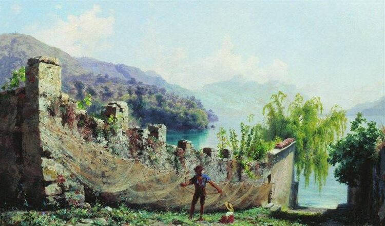 A Fisherman Hanging Fishing Nets, 1875 by Fyodor Bronnikov