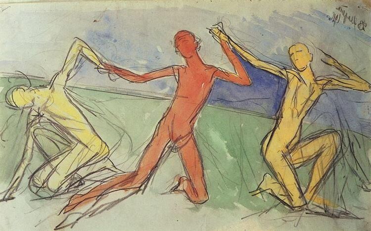 Boys, 1916, by Kuzma Petrov-Vodkin reflects the innocence and introspective world of youth during a turbulent time.