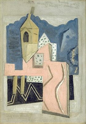 Steeple and Street, 1922, by Stuart Davis reflects the structured harmony of urban architecture through a modernist lens shaped by Cubist geometry.