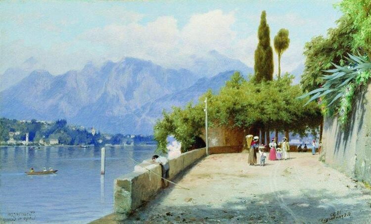 View of Lake Como, 1897 by Fyodor Bronnikov conveys a sense of stillness and timelessness.